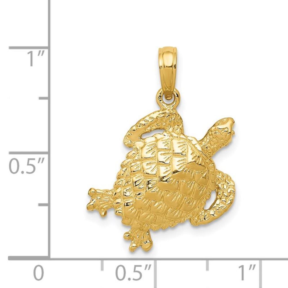 14k Yellow Gold Solid Polished Open-Backed Turtle… - image 4